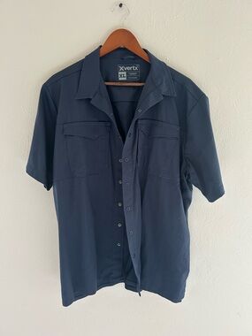 Men's VERTX Short Sleeve Navy Work Shirt